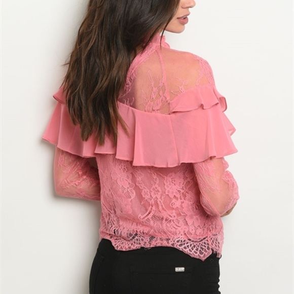 LACE PINK TOP - Picture 2 of 2
